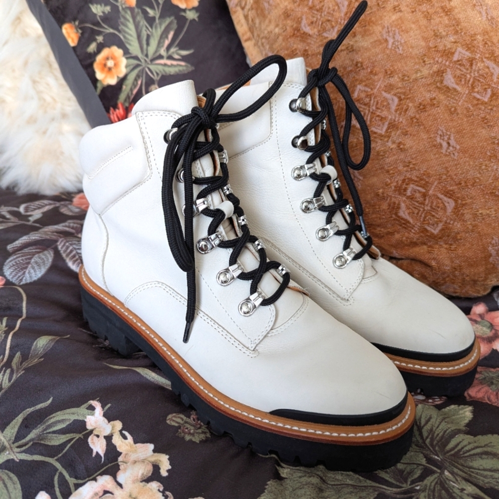 White  Marc Fisher Leather Combat Boots